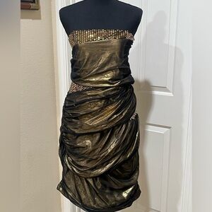 Z. CAVARICCI GOLD SEQUINS SPLICE TUBE DRESS WOMENS SIZE 22